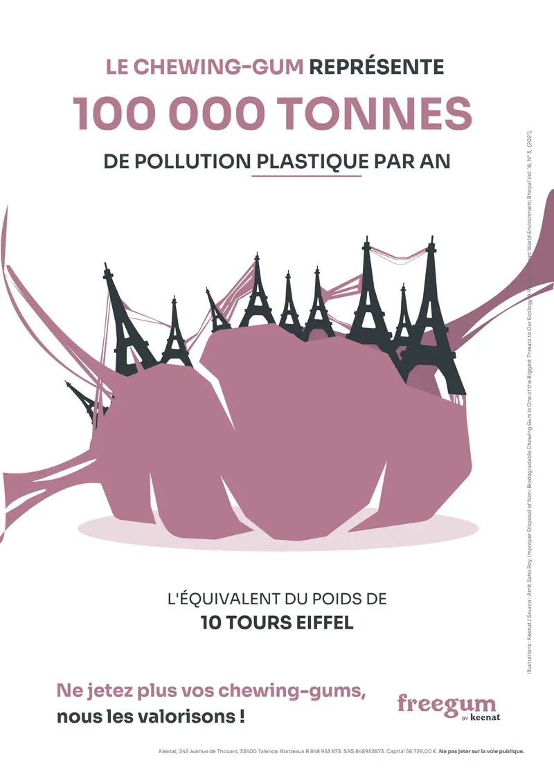 Affiche Freegum Keenat, sensibilisation, collecte recyclage et valorisation des déchets