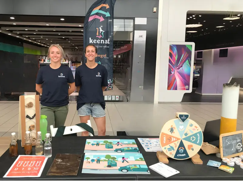 Photo sensibilisation pollution des mégots Keenat, sensibilisation, collecte, recyclage et valorisation des déchets Marseille