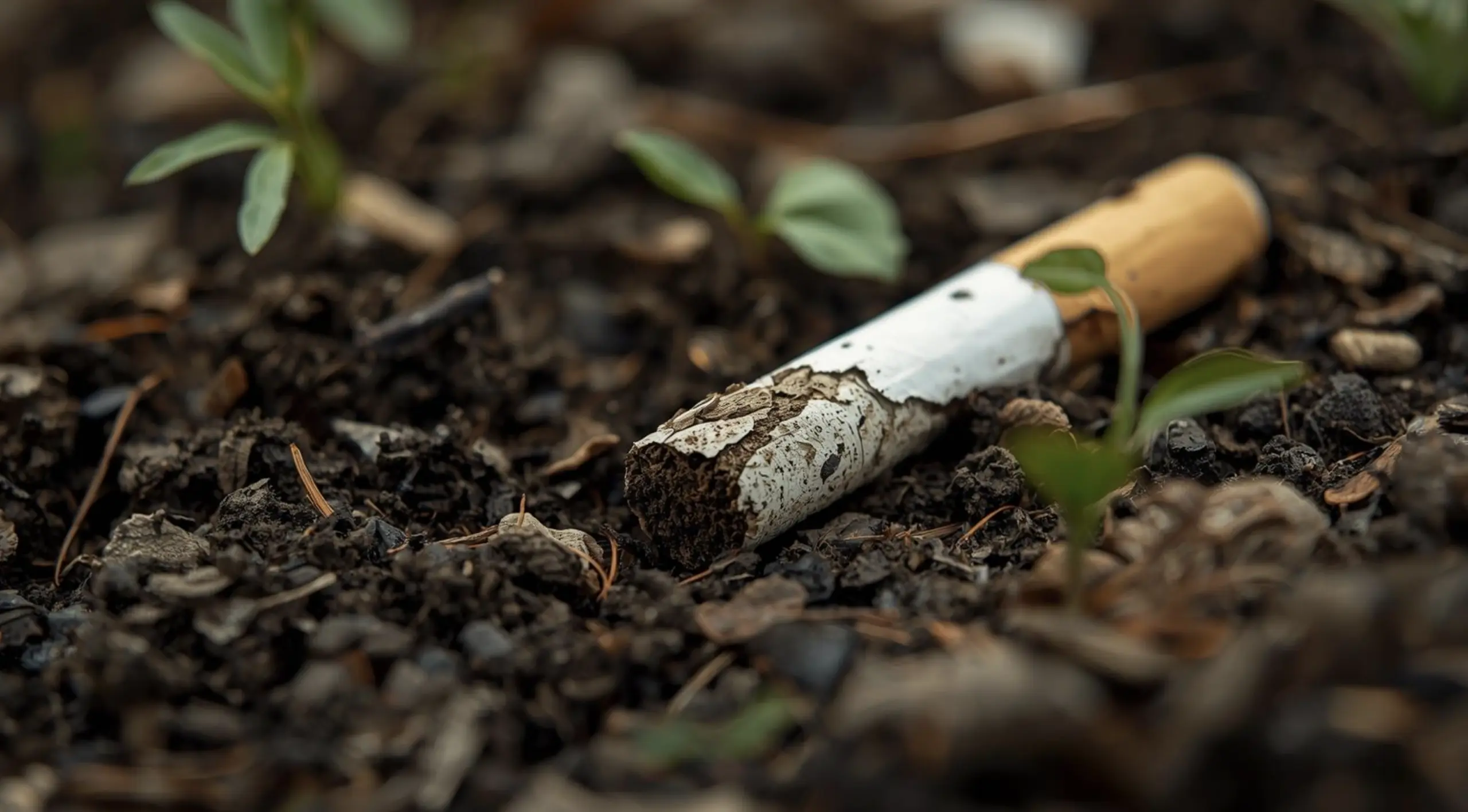 Pollution des mégots lorsqu'un mégot se décompose