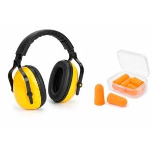 Protections auditives : casques, bouchons d'oreilles.