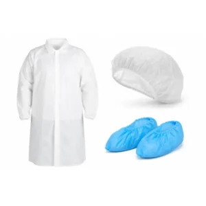 Vêtements à usage unique : blouses, charlottes, sur chaussures.