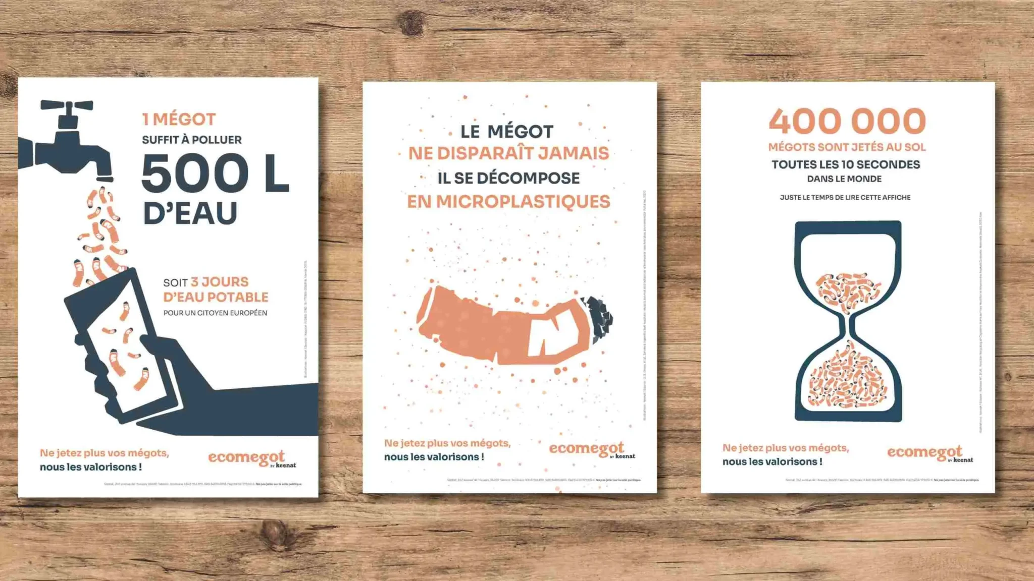 Des affiches pour sensibiliser à l'impact environnemental des mégots de cigarette.