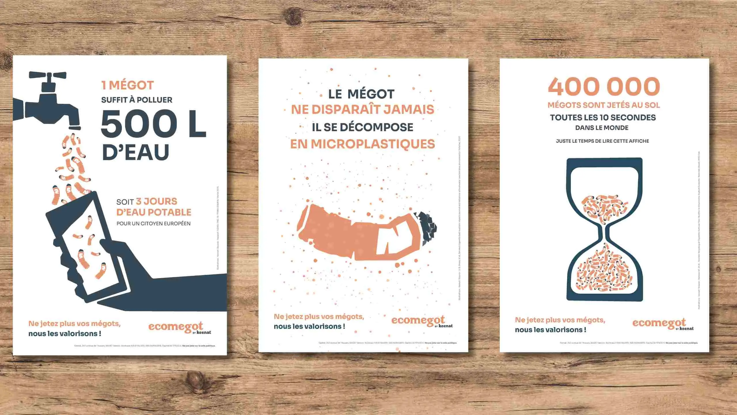 Des affiches pour sensibiliser à l'impact environnemental des mégots de cigarette.